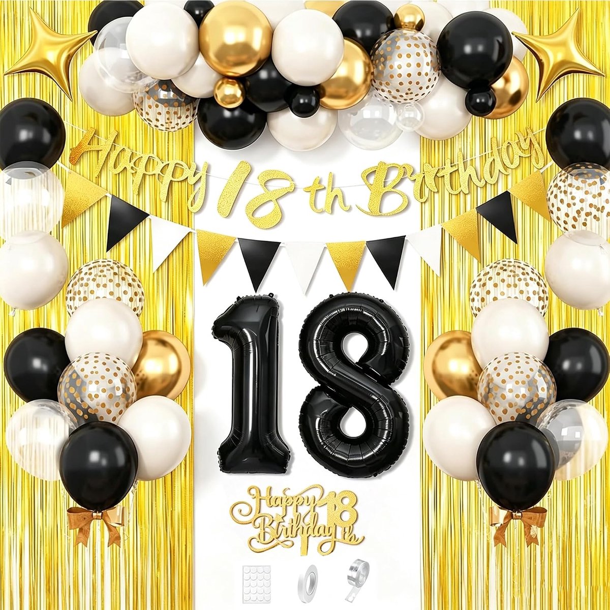 Ballonnen voor verjaardagsfeestjes (zwart goud, 18) - ShopVlot
