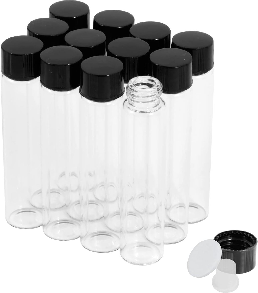5ml Clear Glass Bottles with Screw Caps and Plastic Stoppers, 2 Small Liquid Sample Bottles, Leak-proof Bottle, Pack - ShopVlot