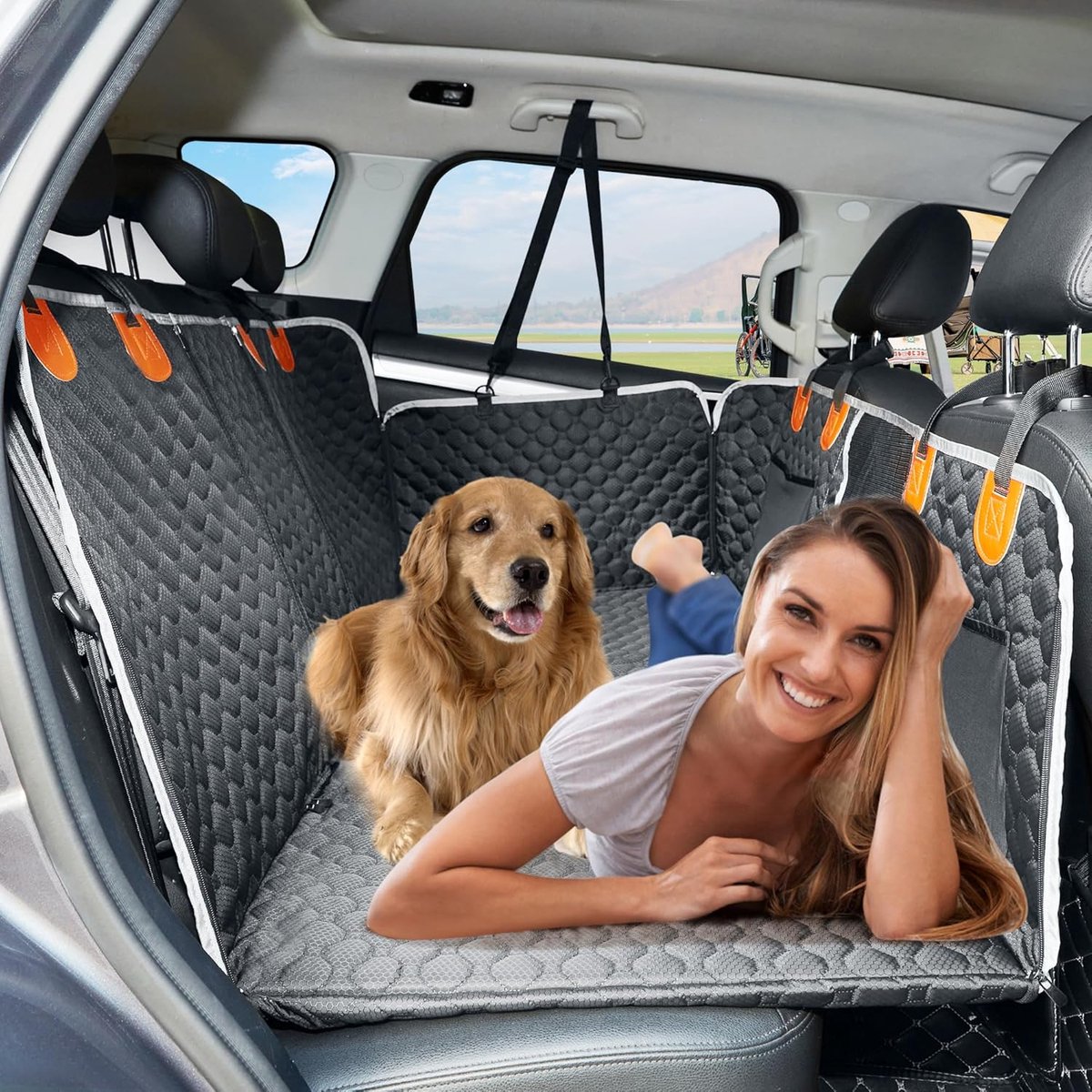 ANOSOSPECIAL Back Seat Extender, Car Seat Cover for Dogs, Waterproof Pet Hammock Travel Bed, Durable Camping Air - ShopVlot