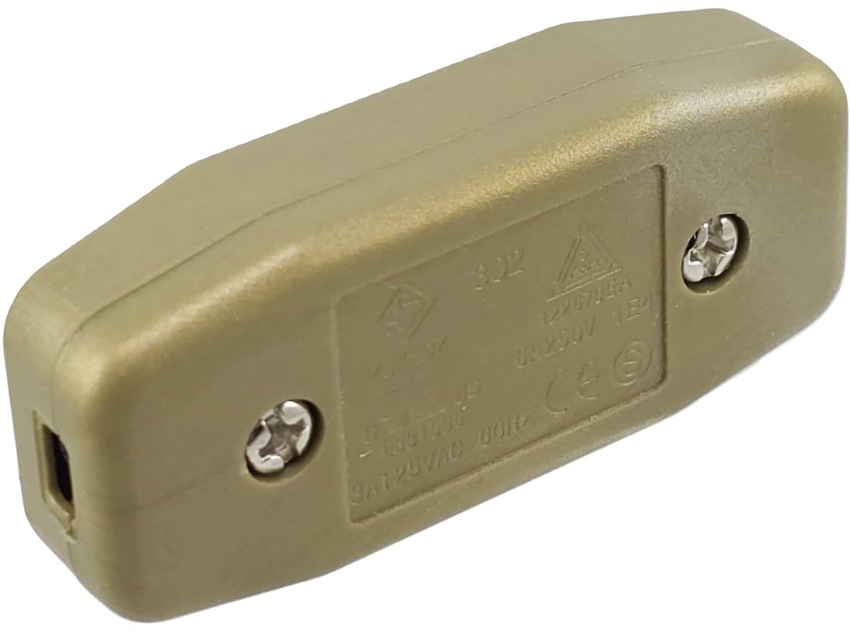 Light switch, intermediate switch Gold with strain relief and screw contacts, rocker ON/OFF, cable switch, 6 A 250 V~ - ShopVlot