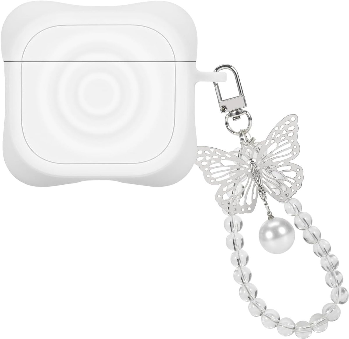 Beschermhoes compatibel met Airpods 4e generatie 2024, beschermhoes met vlinder-sleutelhanger voor vrouwen en mannen - ShopVlot