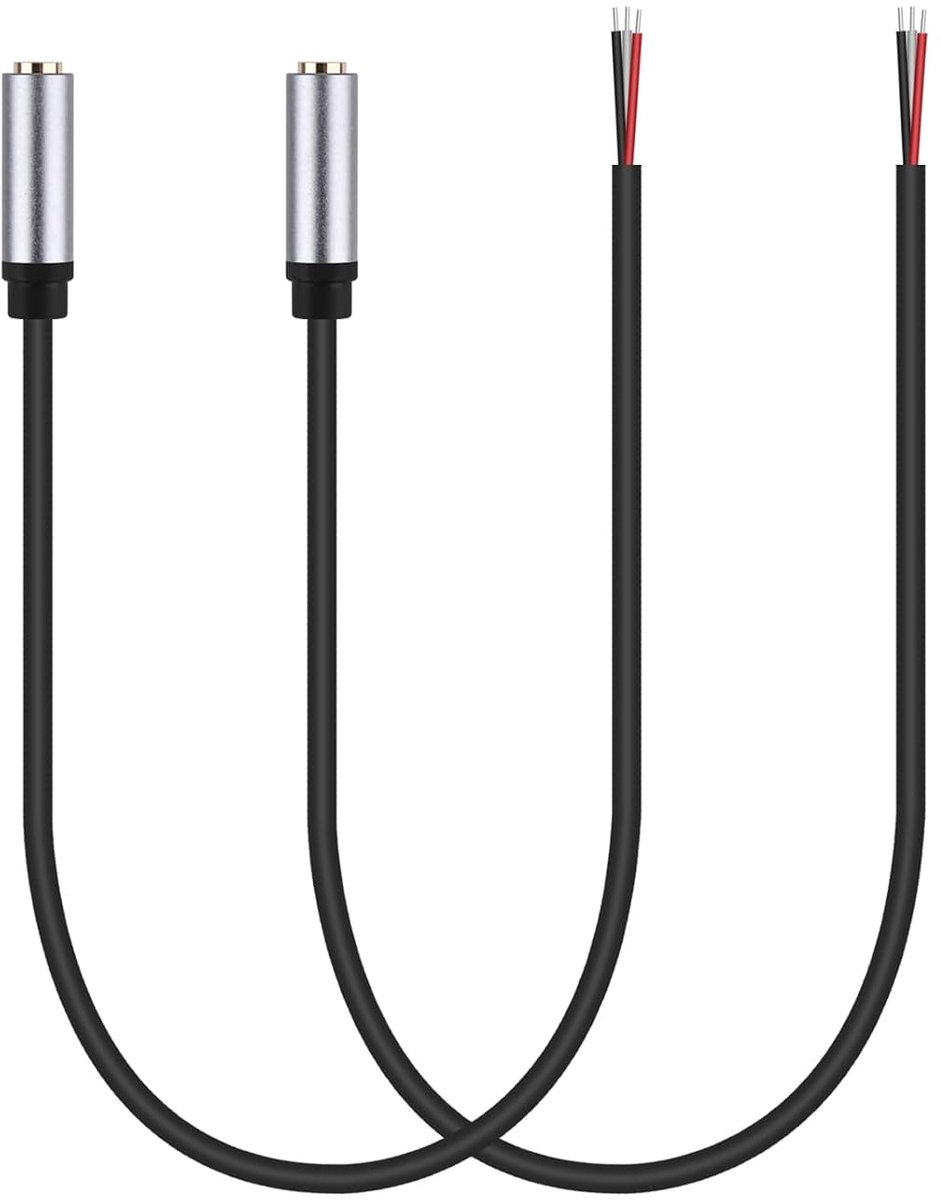 2-Pack Replacement 3.5mm jack to Bare Wire Open End TRS 3 Pole Stereo 1/8" 3.5mm Jack Plug Audio Cable for Headphone - ShopVlot