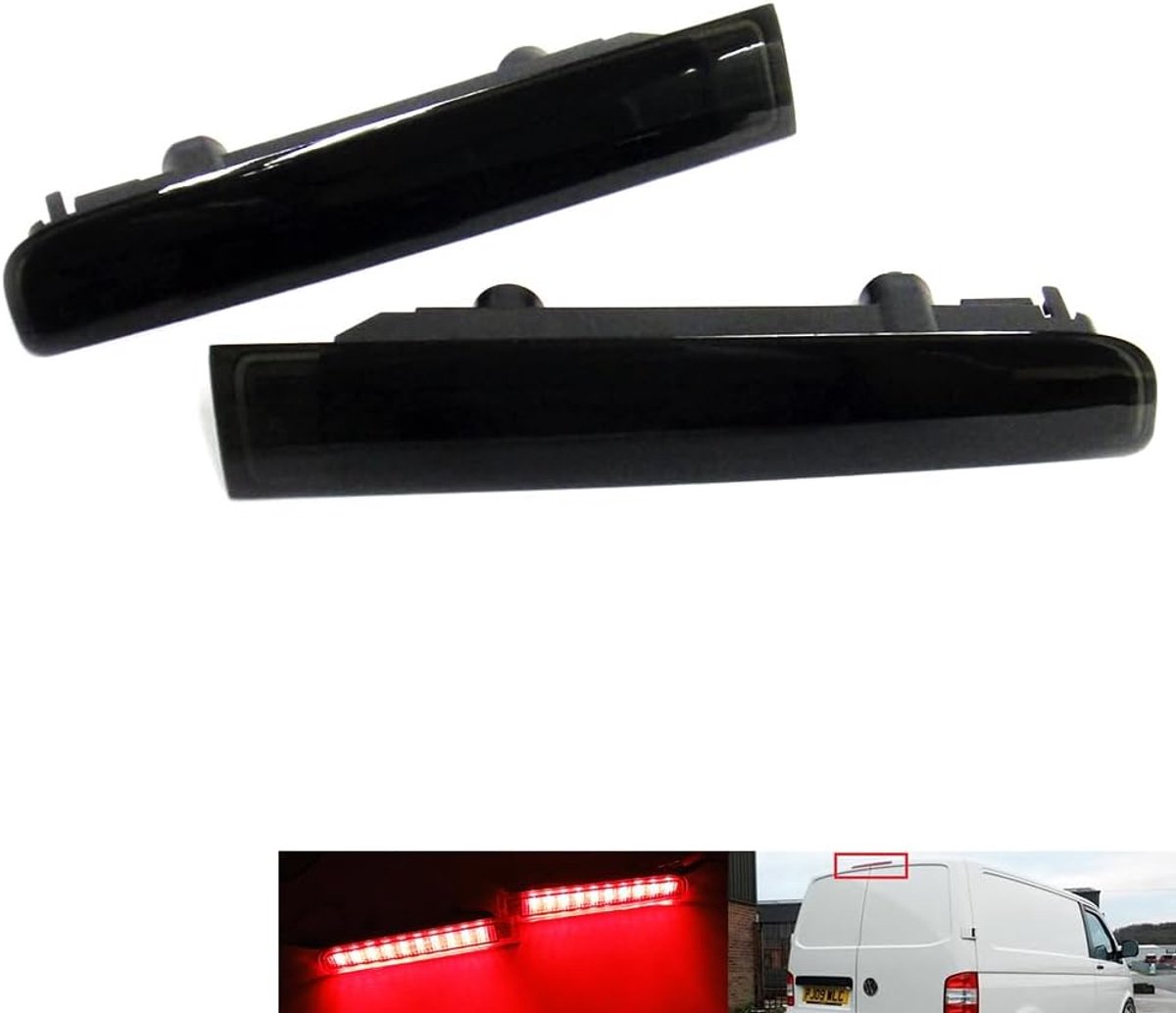 RZG 2x Black Smoked Lens LED Rear Sliding Door High Level Third Brake Stop Light Left Right Front 2003-15 Volks - ShopVlot