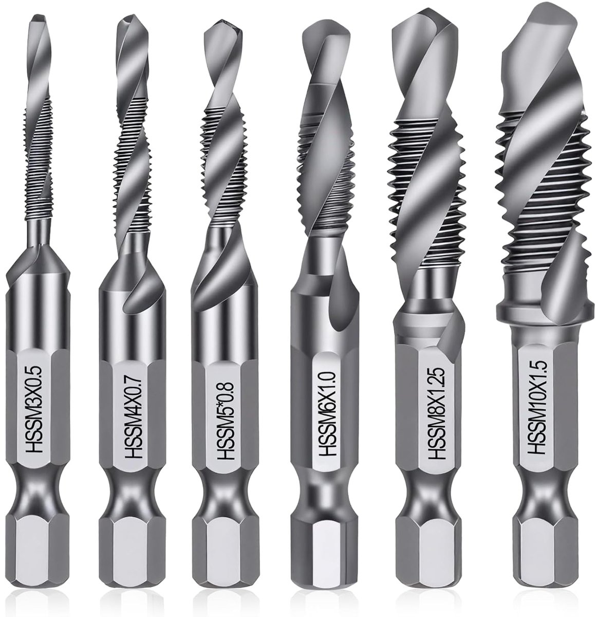 Combination Drill and Threading Set M3 M4 M5 M6 M8 M10 Quick Change Thread Drill 6-Piece Combination Screw Thread - ShopVlot