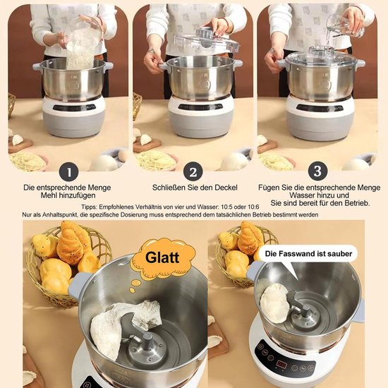 Stainless Steel Kneading Machine, 5 Litres, with Fermentation Function, Electric Kneading Machine with Timer, Kneading - ShopVlot — afbeelding 5