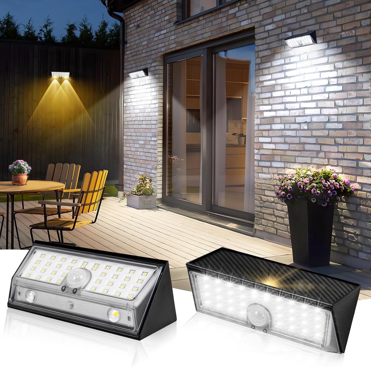 Solar Wall Light with Motion Sensor, 38 LEDs, 4 Modes, Auto-on IP65 Waterproof, High Brightness, Wide Angle, Energy - ShopVlot