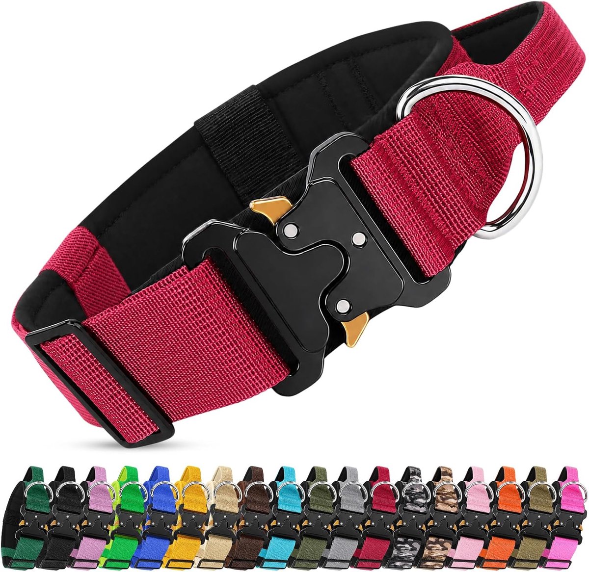 Tactische hondenhalsband (rood, M) - ShopVlot