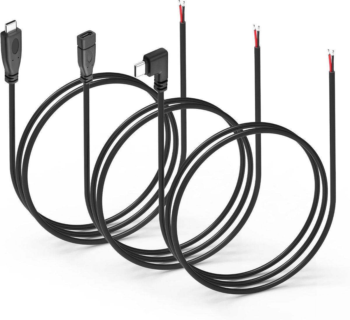 22AWG type C 2-polige aansluitkabel 5 V 3 A USB-C-stekker naar pinkabeleinde met open uiteinde, USB type C - ShopVlot