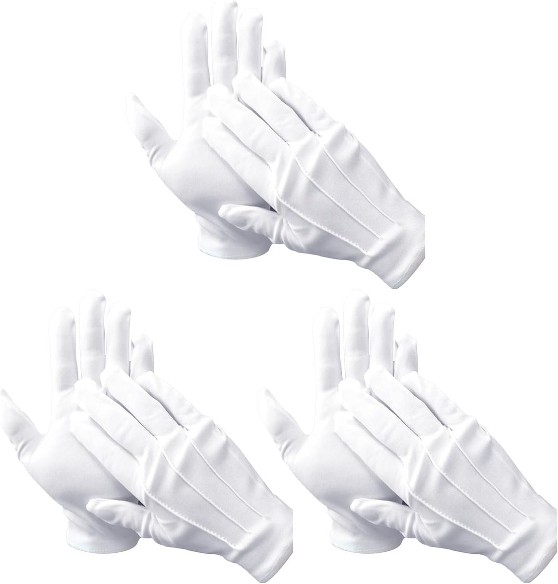 Witte handschoenen - katoen nylon - gevoerd - perfect voor inspectie en kostuums - ShopVlot
