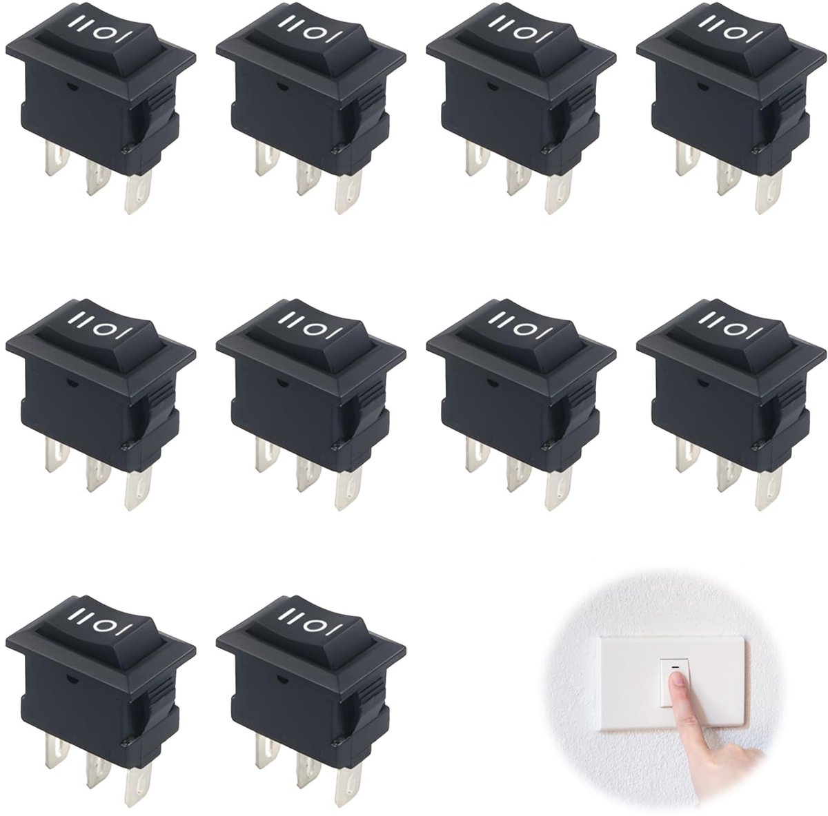 Tuimelschakelaars 10 stuks - mini formaat - 3-polig - ideaal voor doe-het-zelfprojecten - ShopVlot
