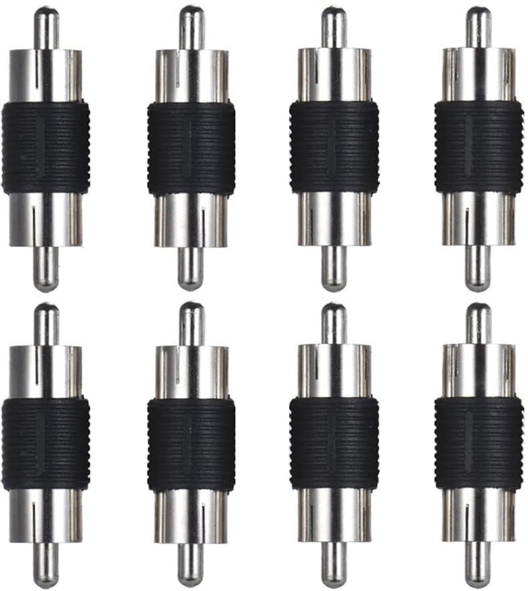 RCA connector male - 8 stuks - nikkel-geplateerd - verleng RCA kabels zonder signaalverlies - ShopVlot