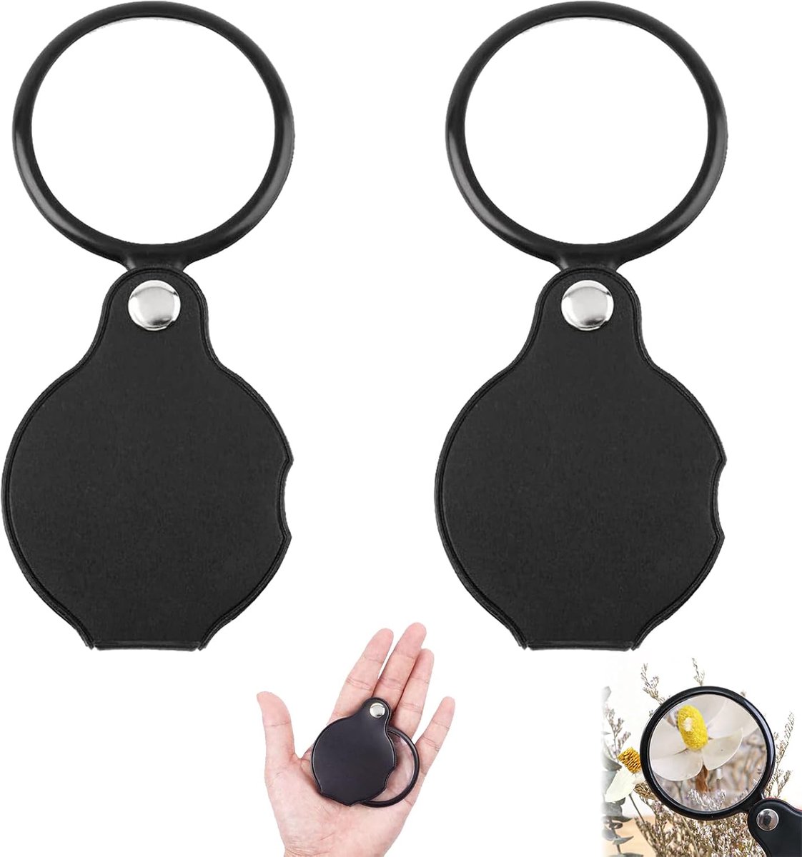 Vergrootglas 2 Stuks - Mini Vouwbaar - Elegant Zwart - Ideaal voor Lezen en Hobby's - ShopVlot