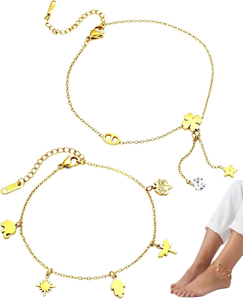 Enkelbandje dames verstelbaar - roestvrij staal zilver - trendy enkelsieraad - perfect cadeau - ShopVlot