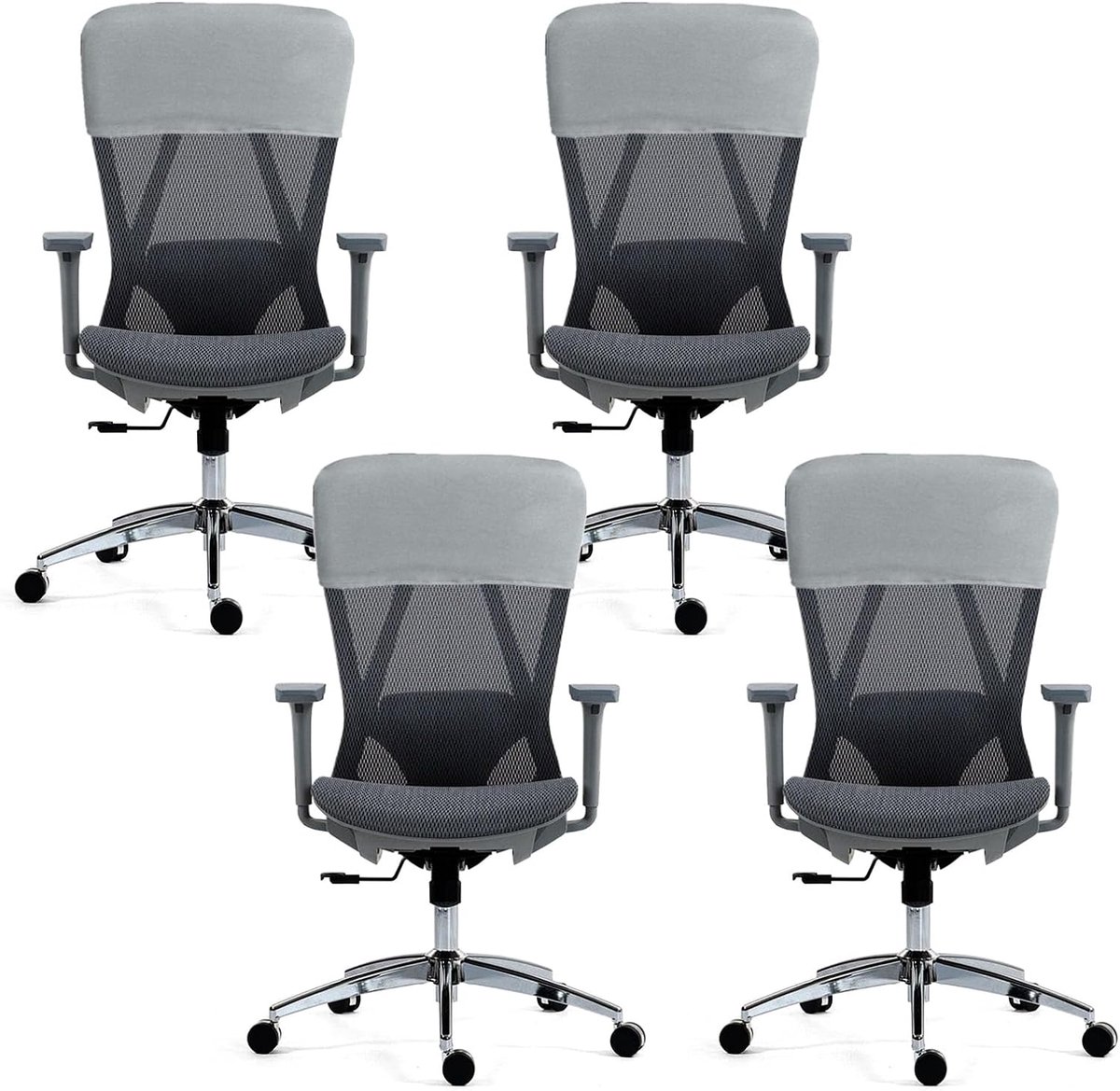 Kussensloop 4 stuks - elastisch polyester - afneembare rugleuninghoezen - stofdichte bescherming voor stoelen - ShopVlot