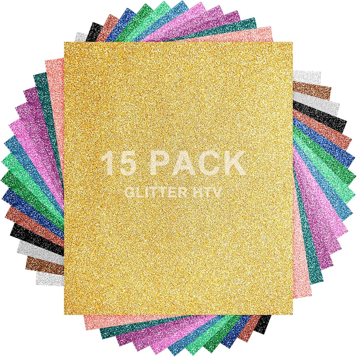 Glitter plotter film voor textiel 30.5 cm x 25.5 cm - flex film - 15 kleuren - ideaal voor T-shirts en stoffen - ShopVlot
