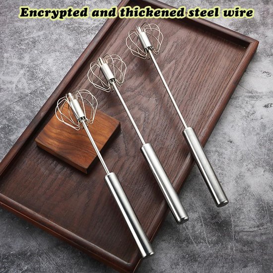 Handmixer - Metaal - 27 x 7 x 2,2 cm - Roestvrijstalen Halfautomatische Garde - Voor Eieren en Sauzen — afbeelding 4