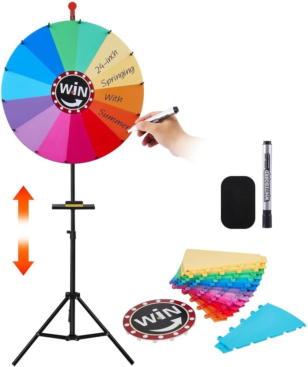 Gelukkige Draaiwiel 40 cm - Hoogte verstelbaar - 12 aanpasbare segmenten - Perfect voor loterijen - ShopVlot