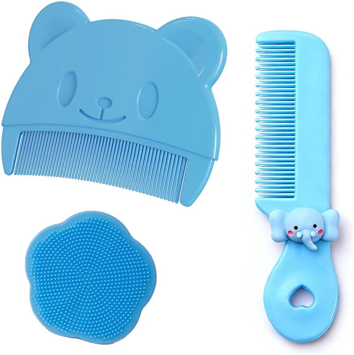 Baby kam set 3-delig - zachte haarborstel en kam voor pasgeborenen - perfect voor thuis en onderweg - ShopVlot