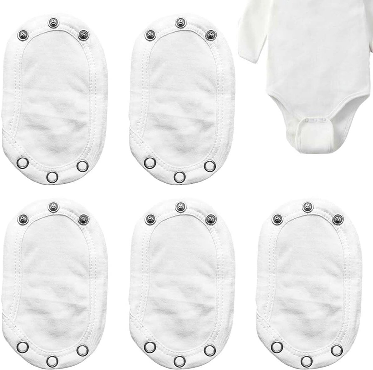 Babyrompertje verlengstukken - 5-delige set katoen - verstelbaar met knopen - praktisch voor pasgeborenen - ShopVlot