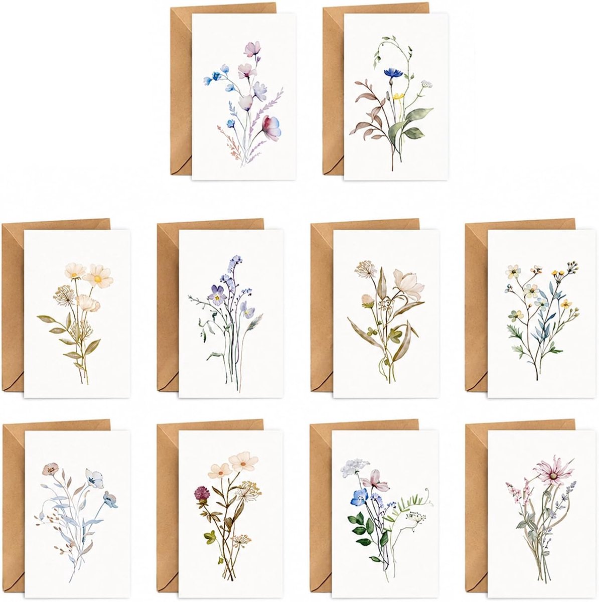 Set van 10 verjaardagskaarten - natuurlijk karton - blanco vouwkaarten - perfect voor persoonlijke berichten - ShopVlot