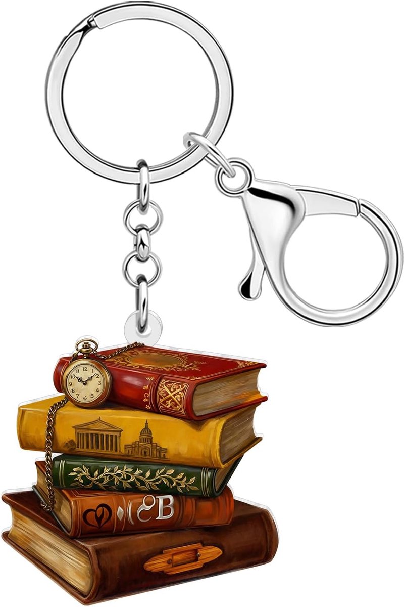Sleutelhanger boekenliefhebber - Acrylaat vintage - Charmant ontwerp - Perfect cadeau voor boekenwurmen - ShopVlot