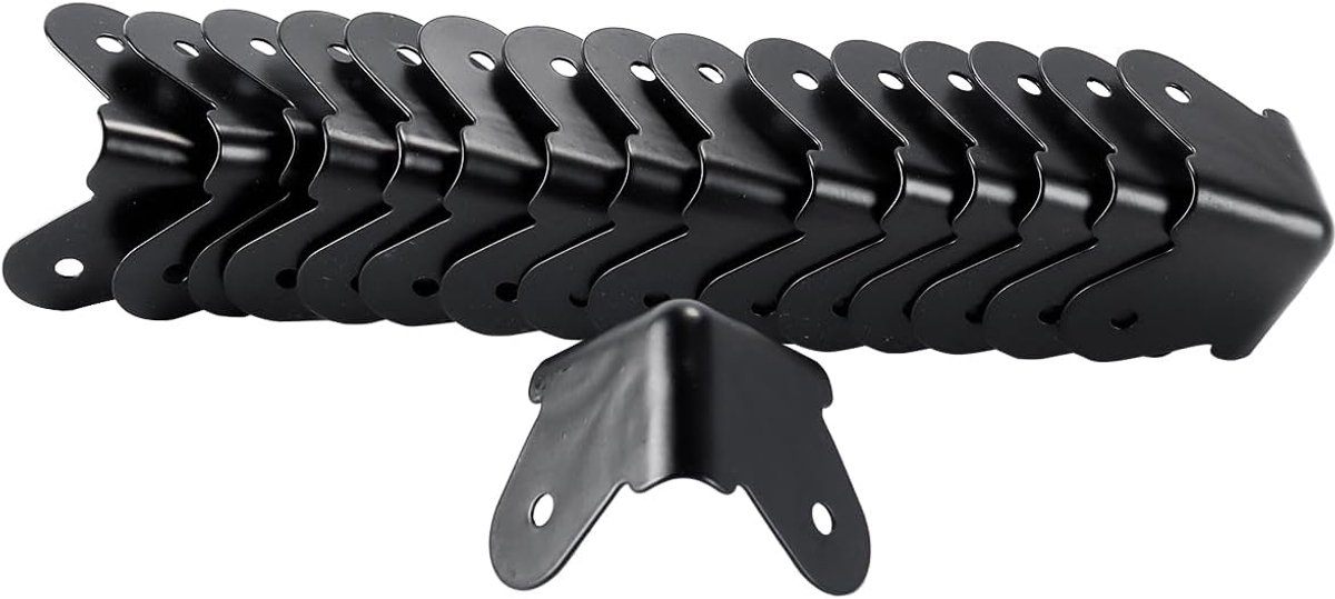 Hoekbeschermers 16-delig - zwart metaal - afgerond design - voor houten dozen en luidsprekers - ShopVlot