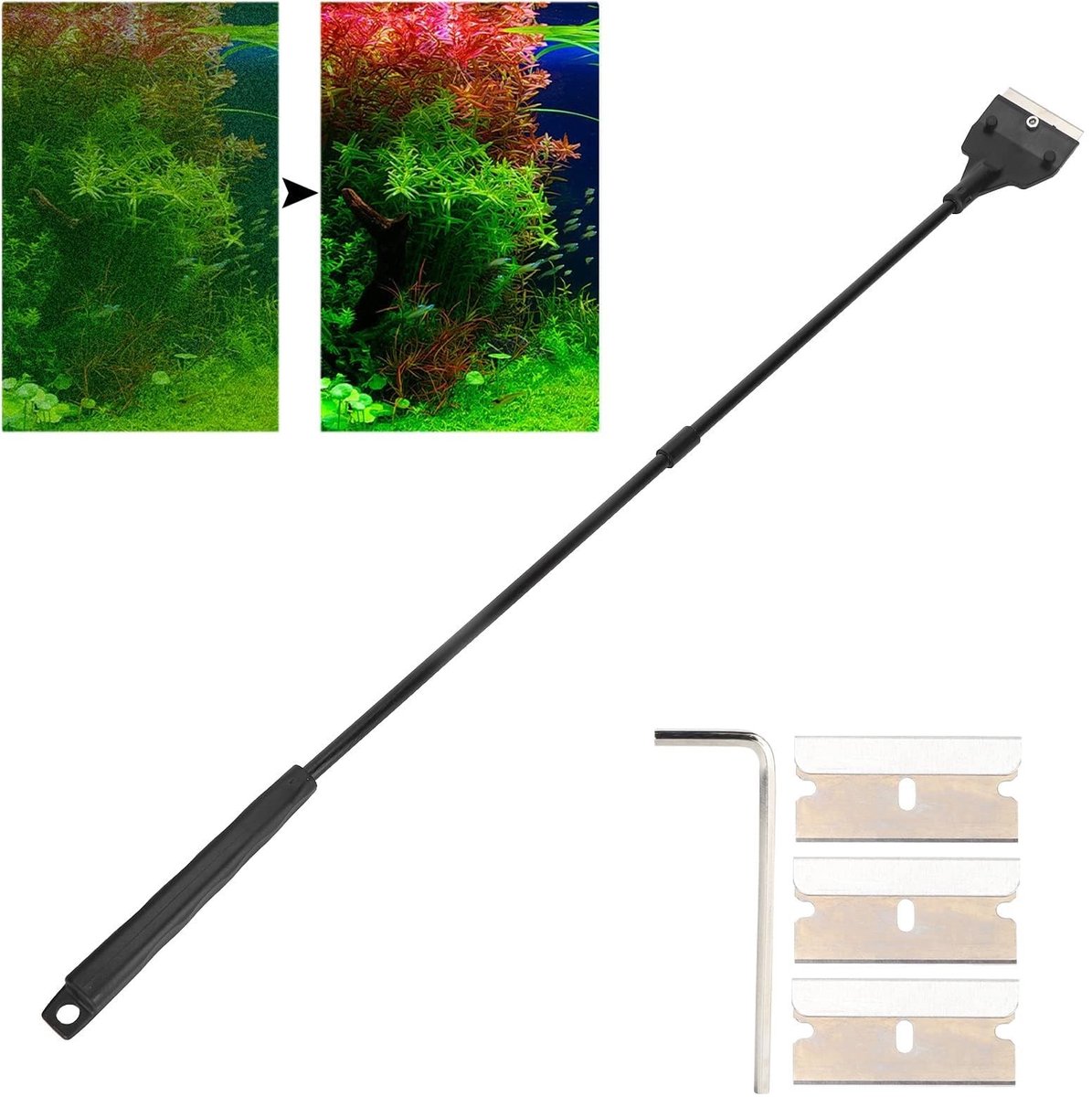 Solidchoice - Aquarium Glass Cleaner met Vervangbare Algen Schraper