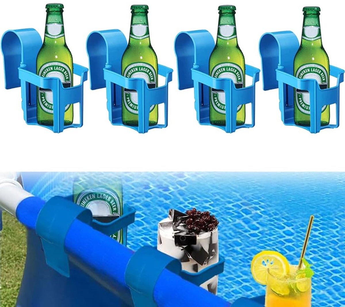 Solidchoice - Set van 4 Drinkhouders voor Rand van het Zwembad