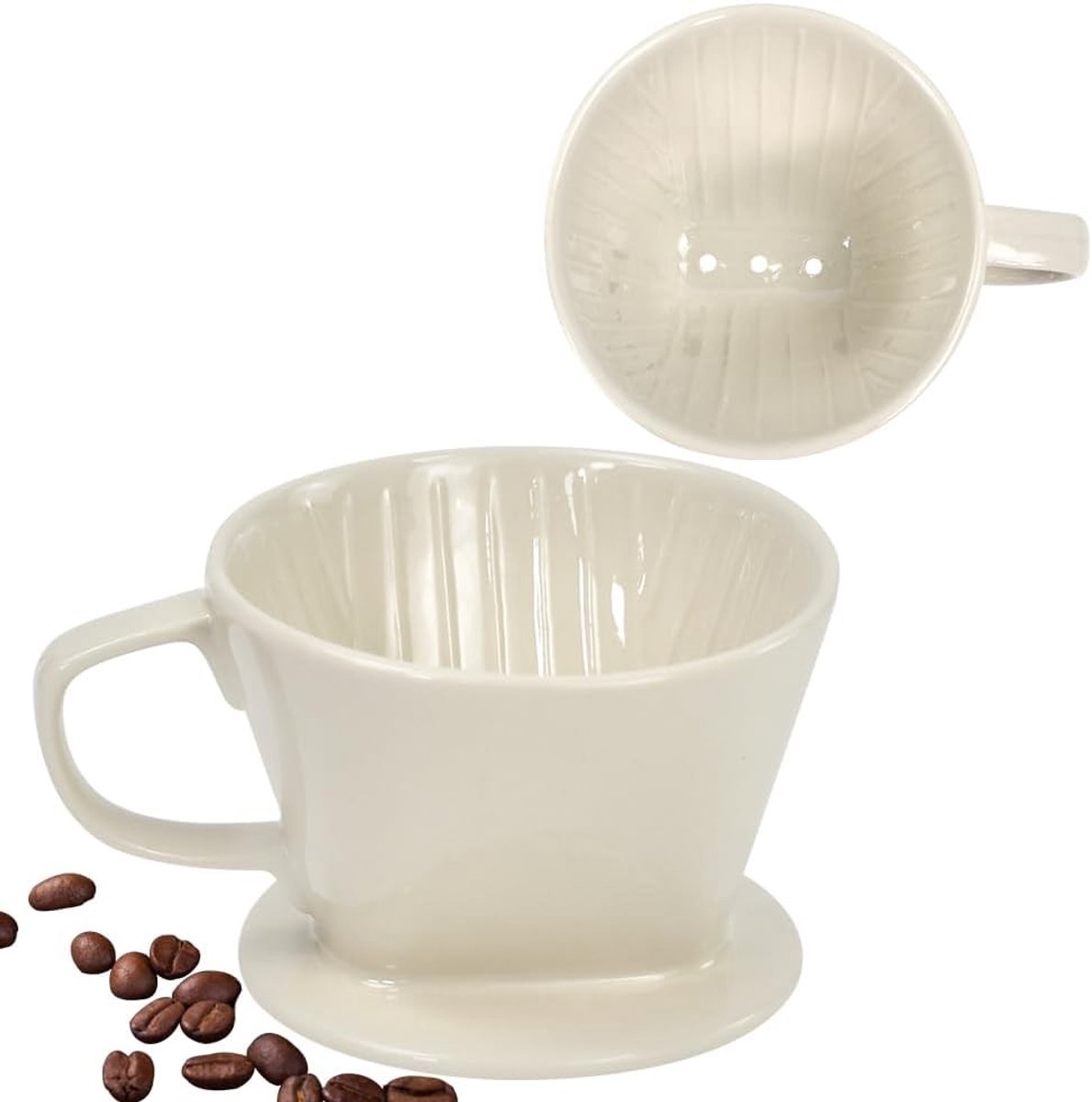 Porseleinen Koffiefilter - Wit - Keramisch - Voor 2-4 Personen