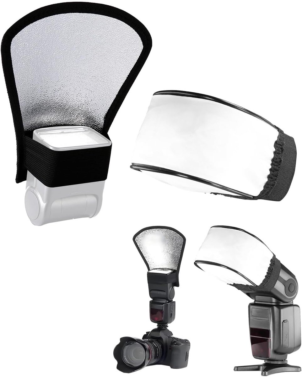 Flitsreflector 2 x zilver - dubbelzijdig licht - flexibele diffuser - verbeter beeldkwaliteit - ShopVlot
