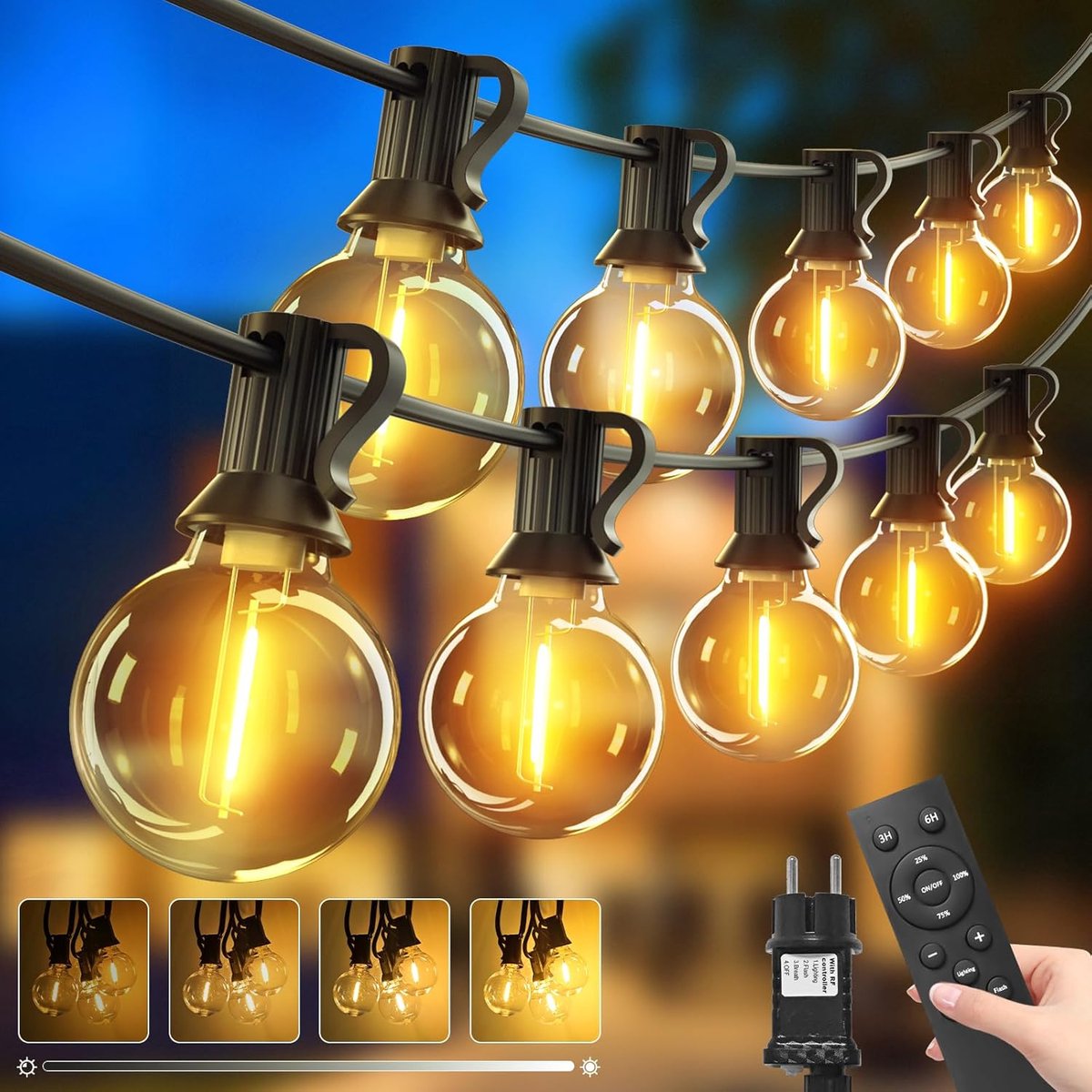 Buitenverlichting 30 m - LED Sfeerverlichting met Afstandsbediening - Waterdichte Lichtbolletjes - ShopVlot