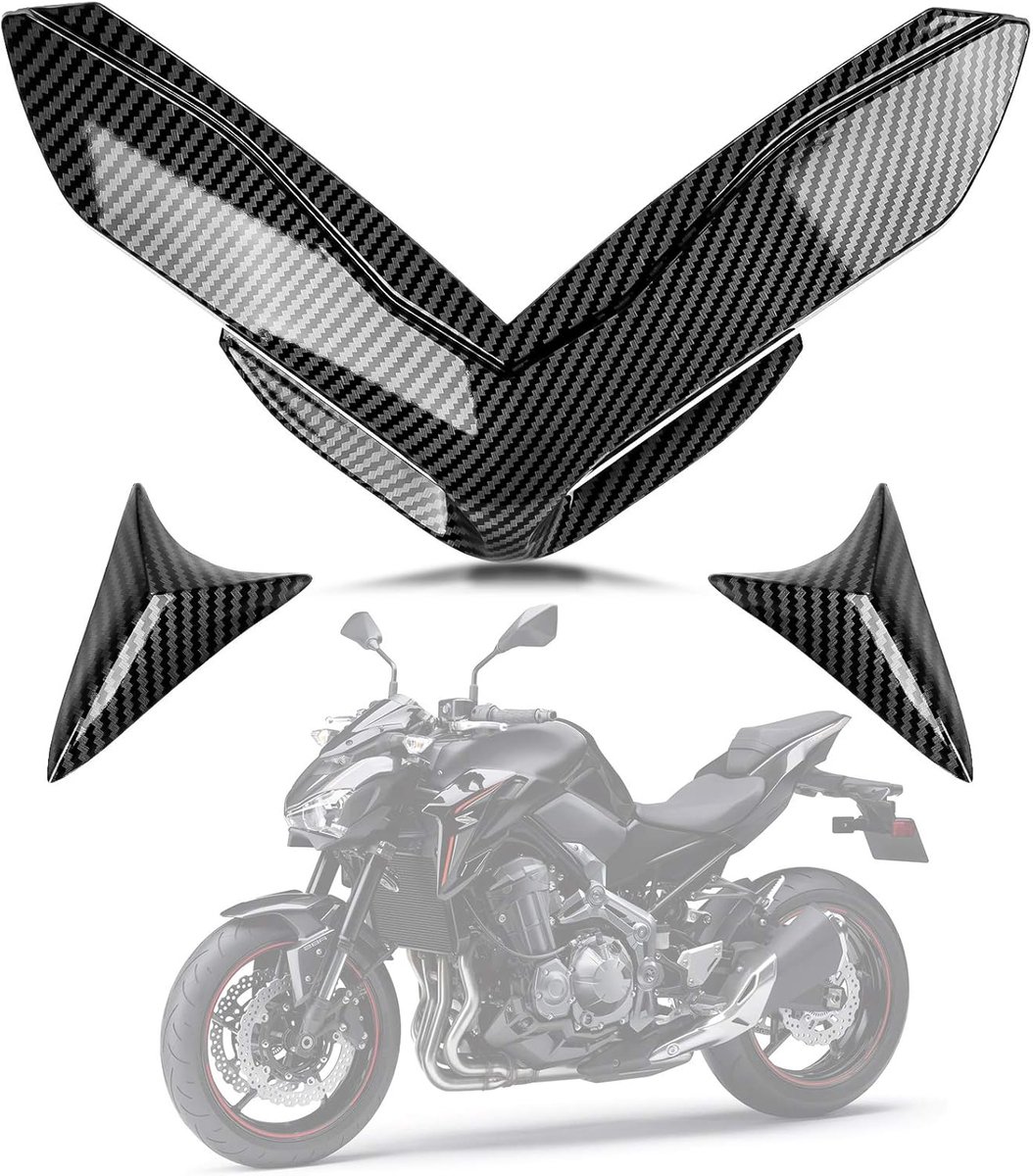 SnelShoppen - Motorfiets Voorcover Beak Nose Cone Uitbreiding voor Kawasaki Z900 2017-2019 - Hoogwaardige ABS Kunststof - Carbon Kleur - Verbeter de U