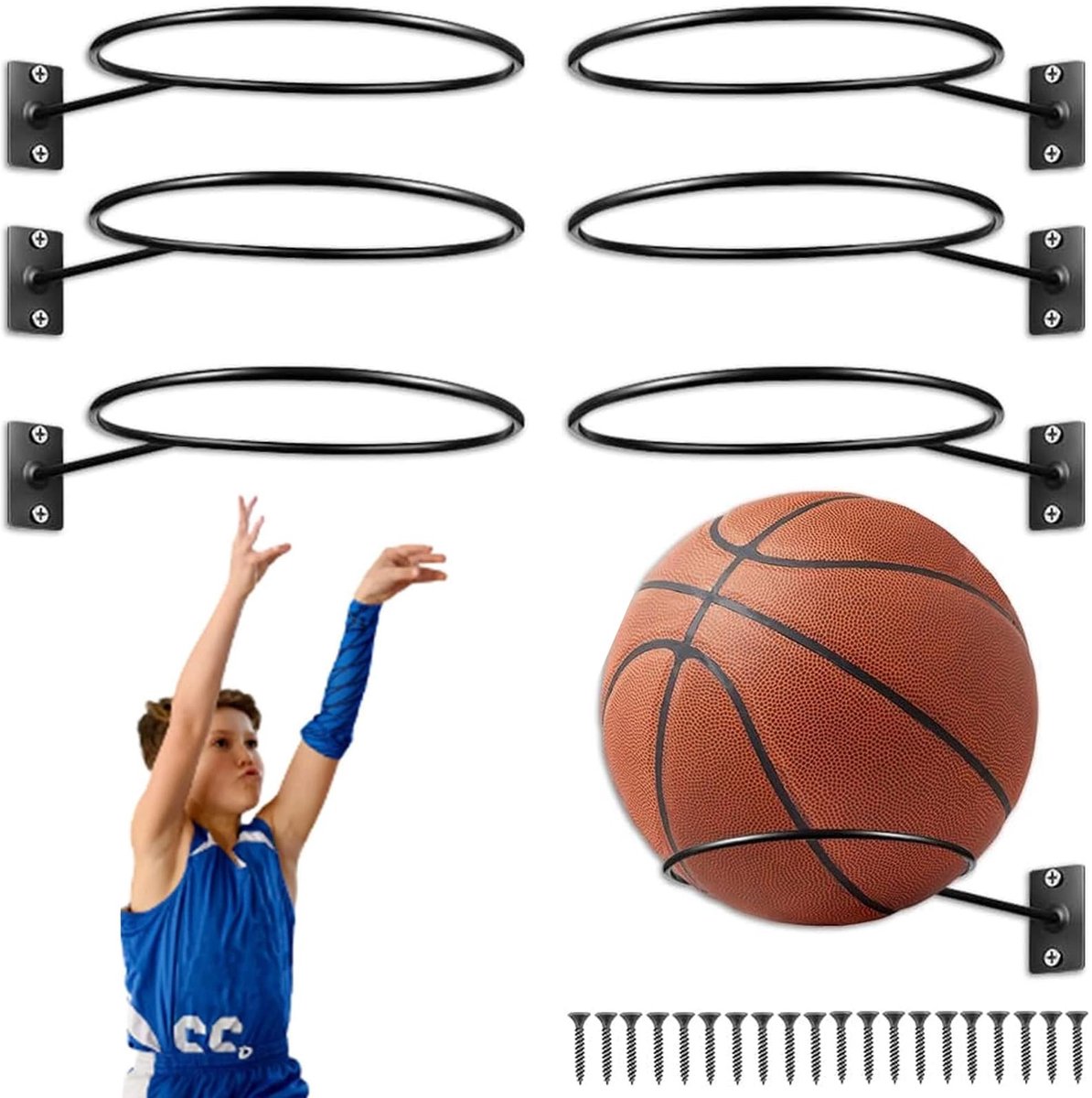 Solidchoice - Wandmontage Ballenrek voor Basketballen en Voetballen
