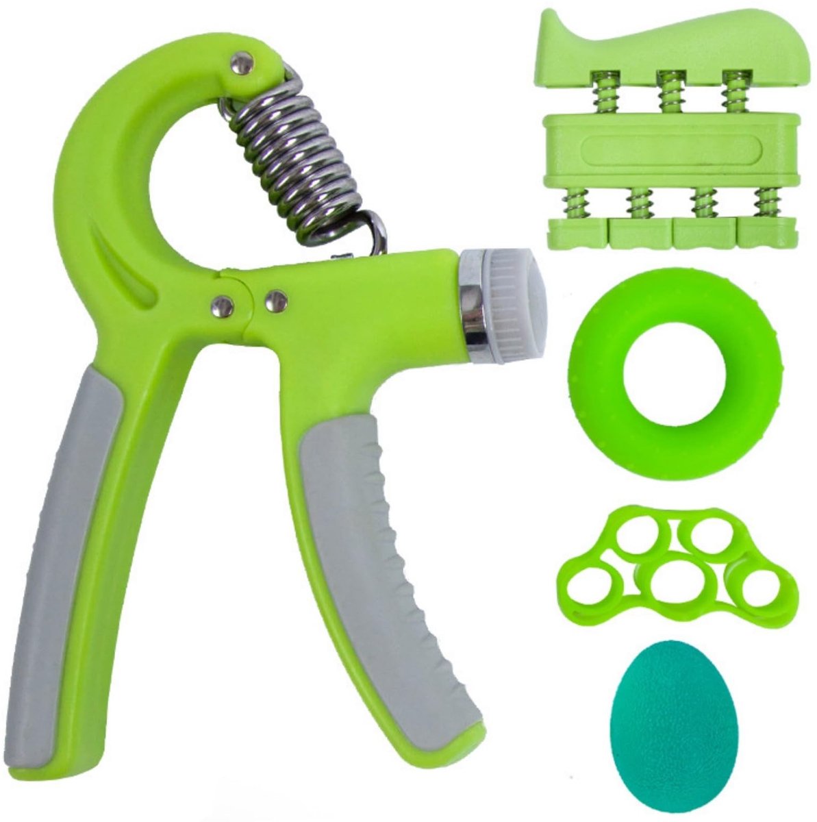 Vingertrainer Set - Onderarm Trainer - Kracht Opbouwen - Instelbare Weerstand - 5 Delig - Groen