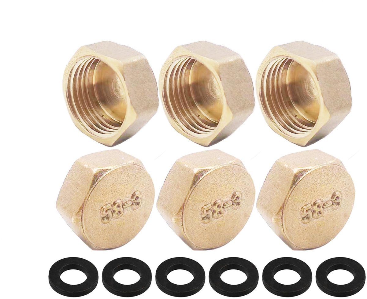 Solidchoice - Set van 6 Blindstoppen met 1/2 Inch Draad voor Tuinleidingen