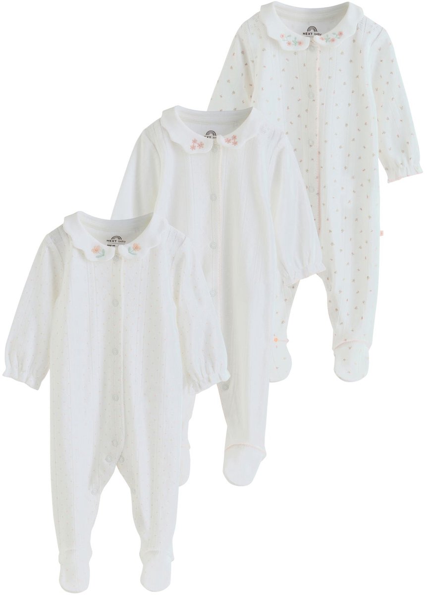 Next - Meisjes - Set van 3 babypyjama's - Wit