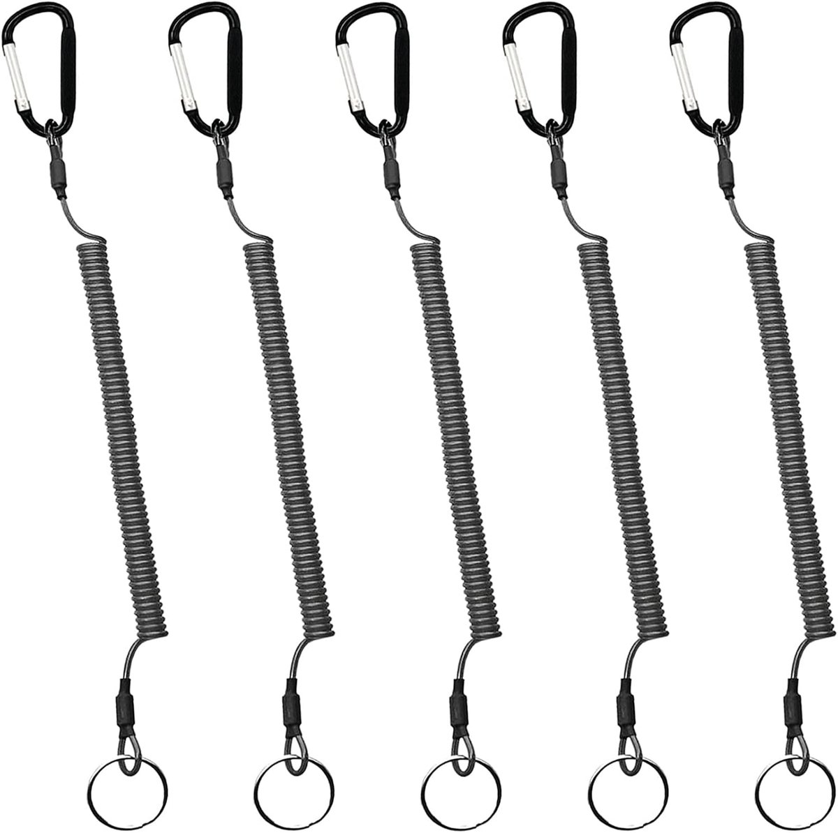 Coiled Fishing Line Veiligheidscable 5pcs - Stalen Spiral Kabel - Anti-verlies Sleutels en Gereedschap - ShopVlot