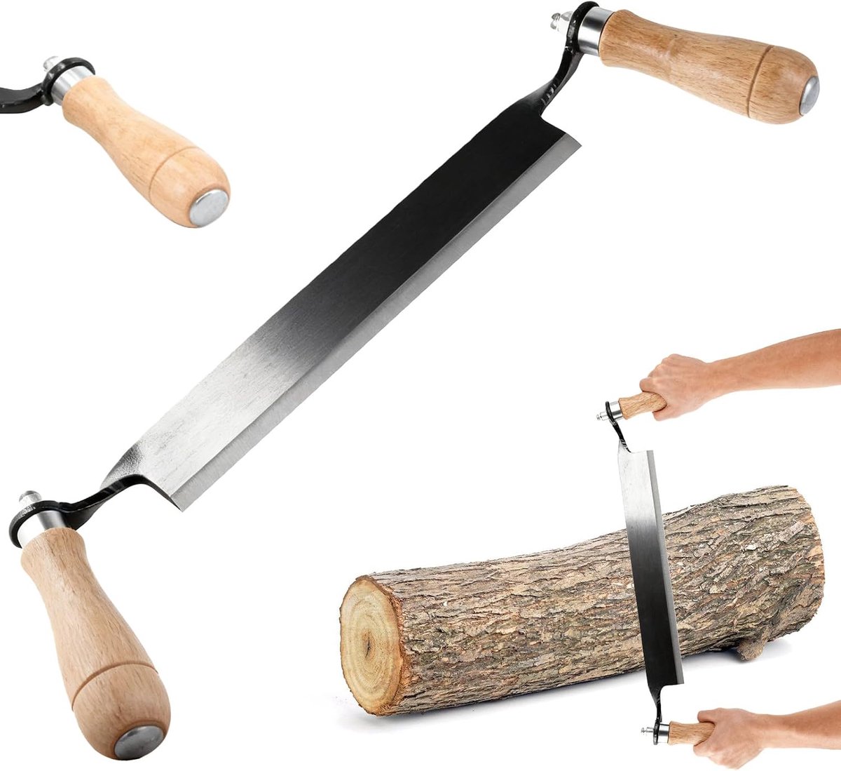 Trekmes 250 mm - gebogen lemmet - ergonomische houten handgrepen - ideaal voor houtbewerking - ShopVlot