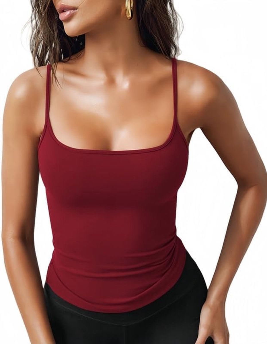 Tanktop dames elegant - spaghetti banden - U-hals sexy - casual zomer kleding - ShopVlot