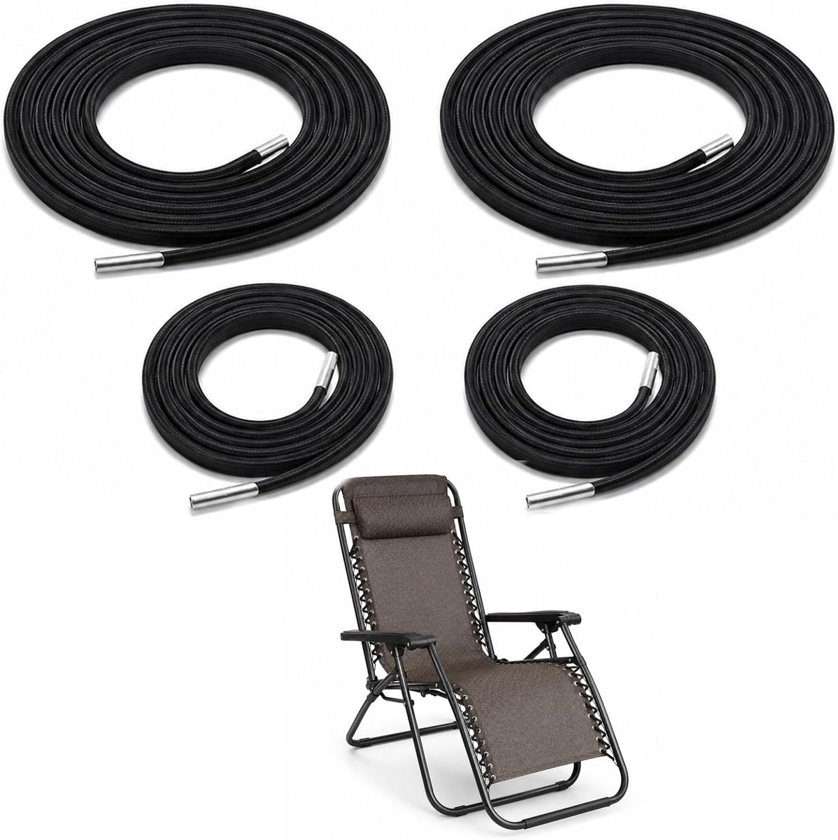 Reserveelastieken voor ligstoel set van 4 - elastisch en duurzaam - vervangend touw voor relaxstoel - ShopVlot