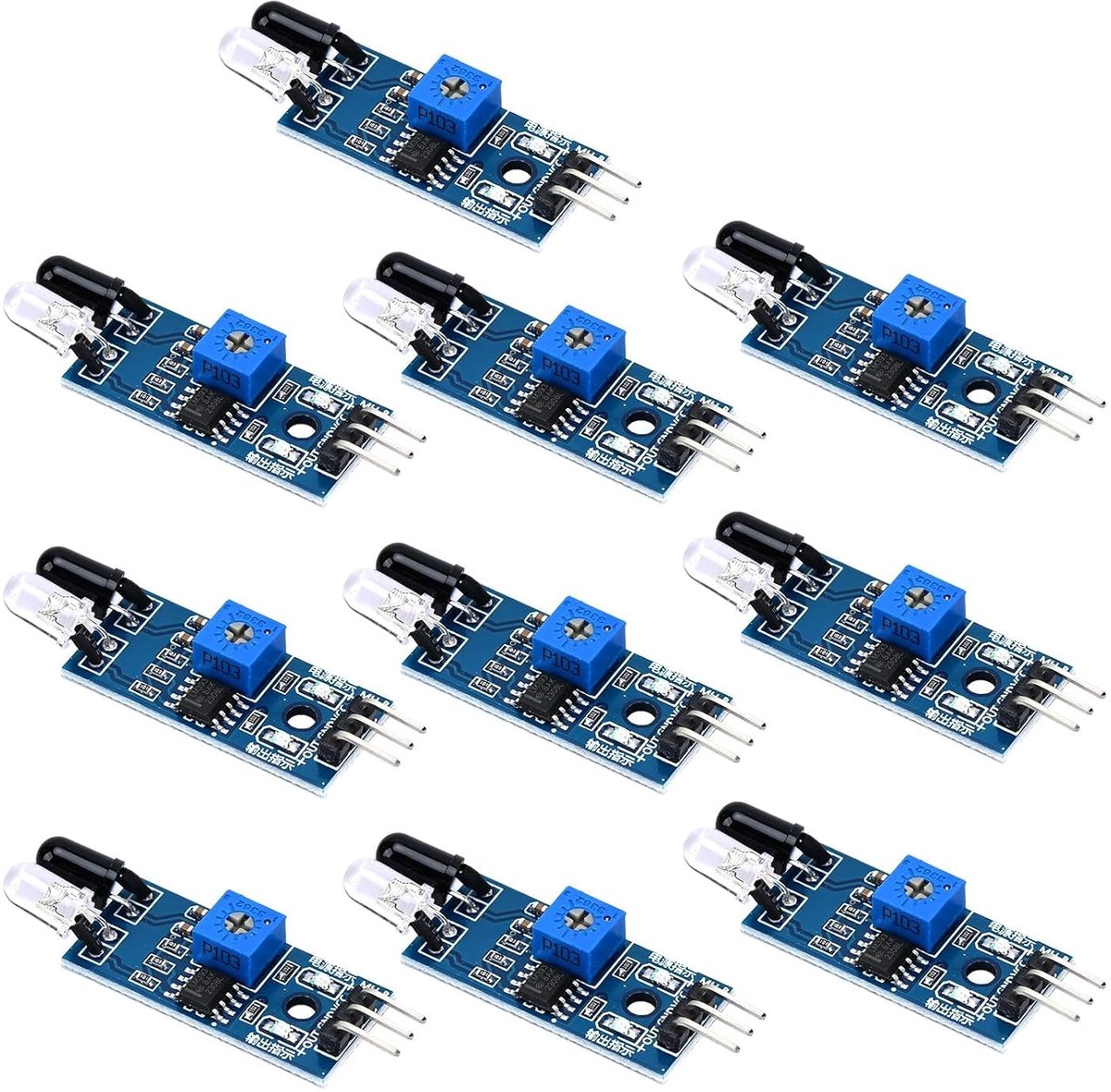 IR infrarood obstakeldetectiemodule 10 stuks - verstelbaar 2-30 cm - digitale uitgang - ShopVlot