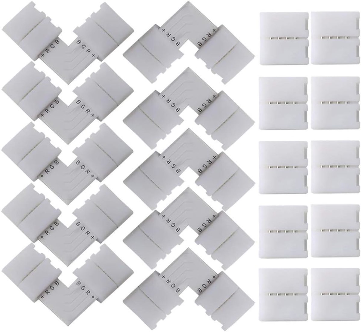 20 Pcs Professional 4 Pole LED Light Strips, Quick Coupling Kit, L-Shaped Corner Connectors and Seamless Connectors - ShopVlot