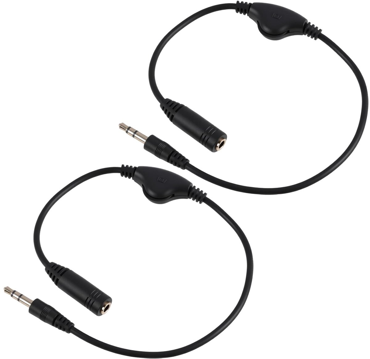 Audiokabel 3,5 mm 30 cm - mannelijk naar vrouwelijk - verlengkabel met volumeregeling - ShopVlot