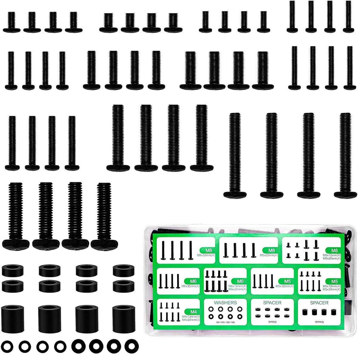 68pcs Universal VESA Screw Set for TV, M4 M5 M6 M8 Screws Black Standoffs Wall for Most TV Stands and Monitor Wall - ShopVlot