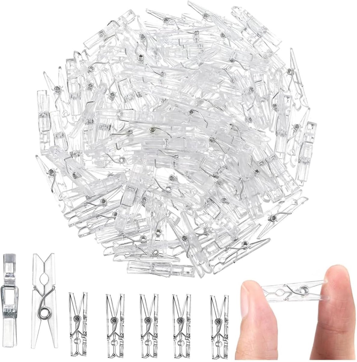 Mini Klemmen 2,5 cm - Transparant Plastic - Sterke clips - Perfect voor foto's en knutselprojecten - ShopVlot