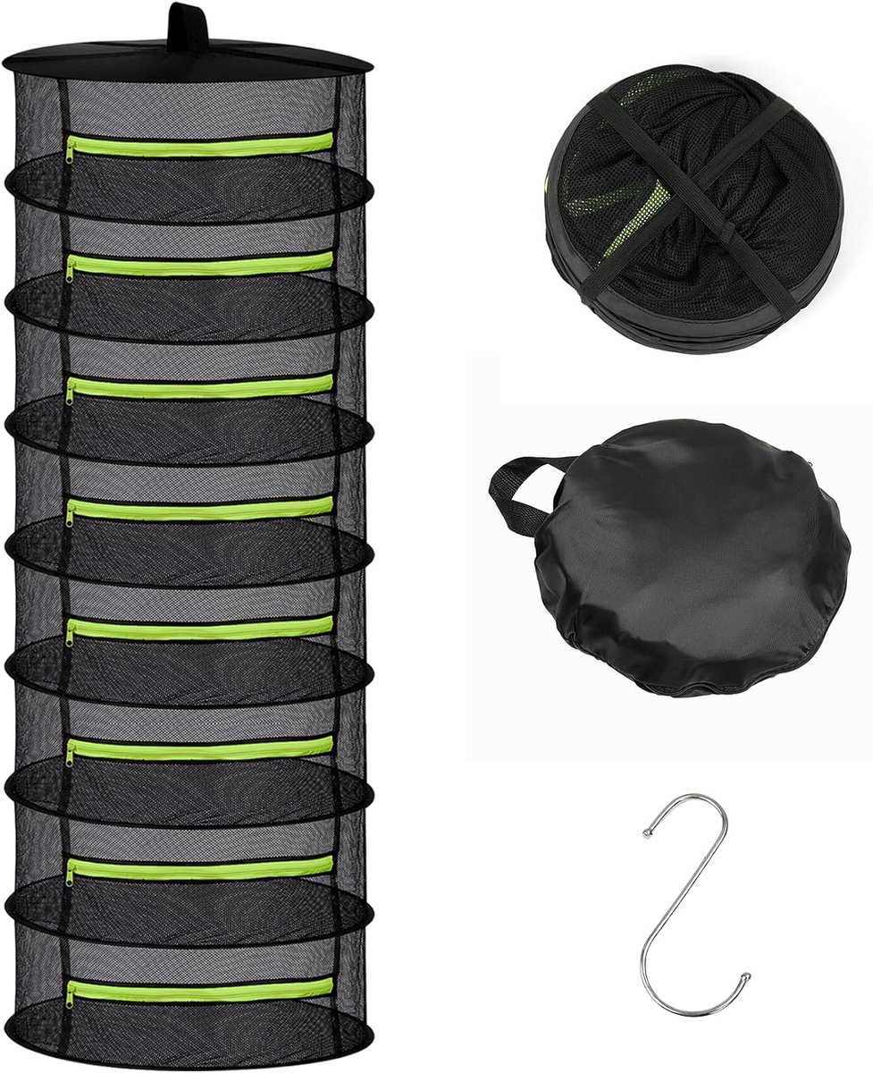 Droognet voor kruiden 8-laags - ademend nylon - met S-vormige haken - ideaal voor natuurlijk drogen - ShopVlot