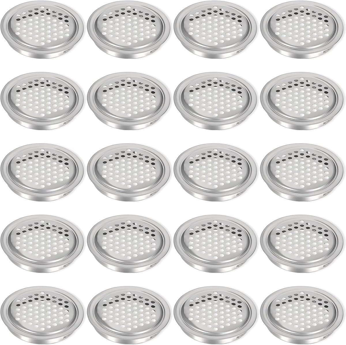 Ventilatiegrilles 20 stuks - Ronde 60 mm - Roestvrij staal - Duurzaam en weerbestendig - ShopVlot