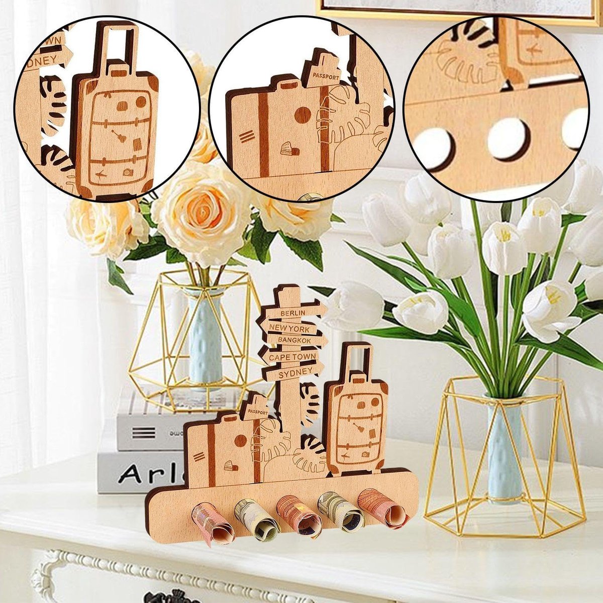 Reisdecoratie Koffer Houten Merk - Boxwood - Unieke Souvenir - Ideaal voor Thuisdecoratie - ShopVlot