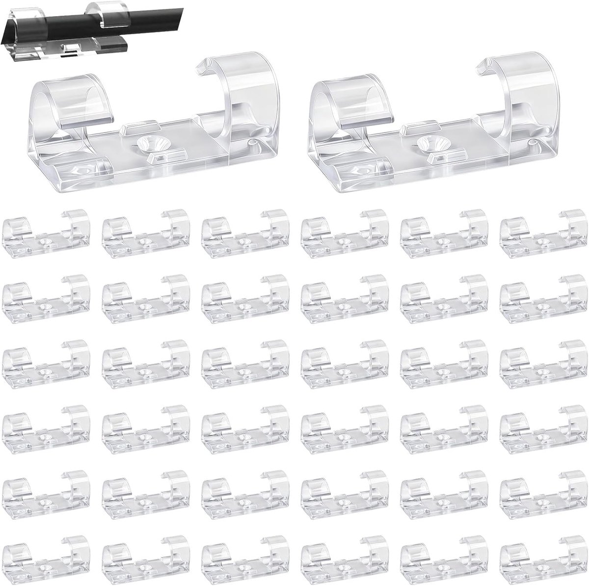 Zelfklevende kabelbeheerclips 50 stuks - multifunctionele organizer - voor kabels tot 10 mm - ruimtebesparend - ShopVlot