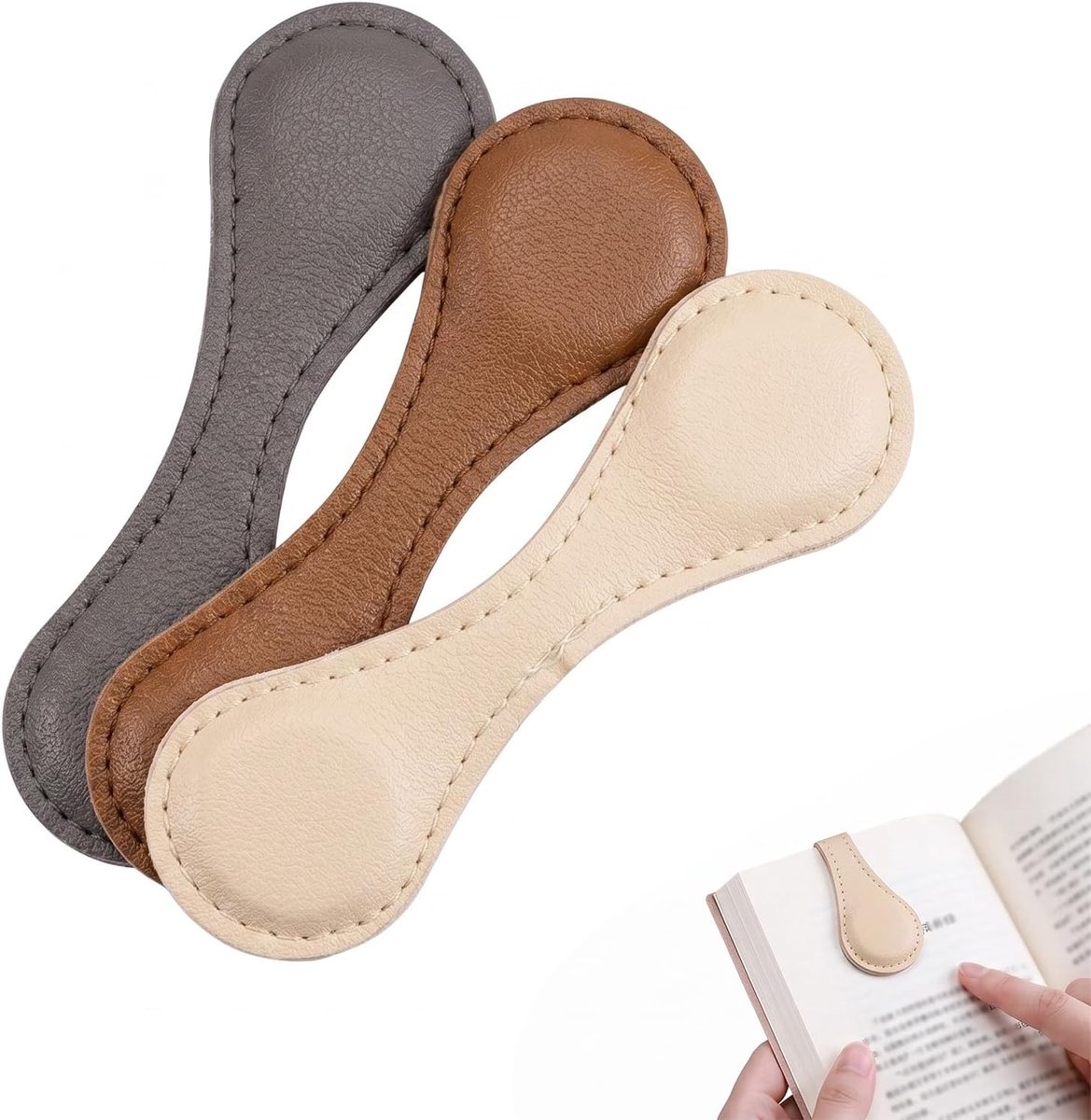 magnetische bladwijzers set van 3 - leer - vintage design - ideaal voor boekenliefhebbers - ShopVlot